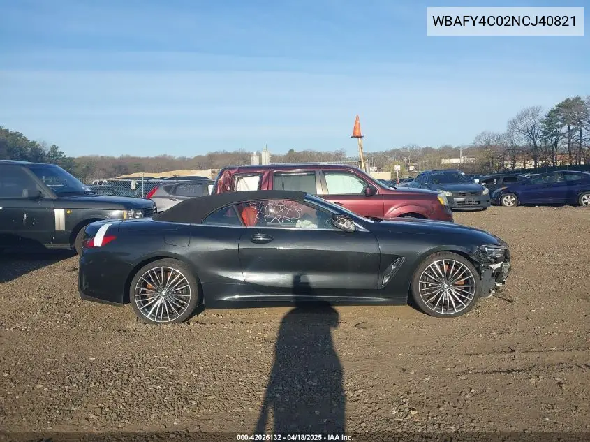 2022 BMW M850I xDrive VIN: WBAFY4C02NCJ40821 Lot: 42026132