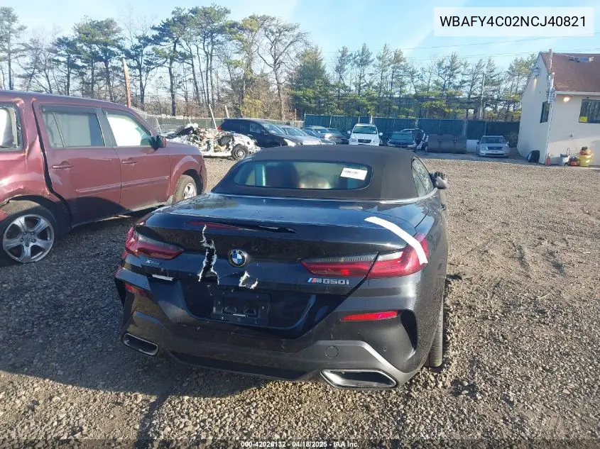 2022 BMW M850I xDrive VIN: WBAFY4C02NCJ40821 Lot: 42026132
