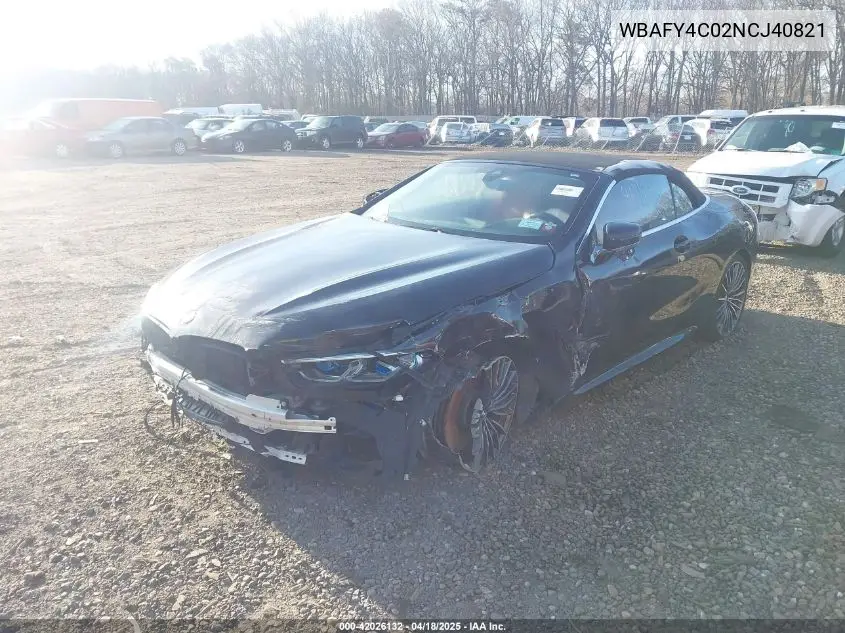 2022 BMW M850I xDrive VIN: WBAFY4C02NCJ40821 Lot: 42026132