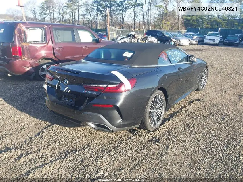 2022 BMW M850I xDrive VIN: WBAFY4C02NCJ40821 Lot: 42026132
