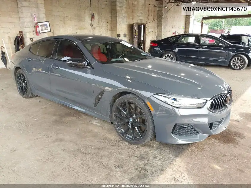 2022 BMW M850I Gtan Coupe xDrive VIN: WBAGV8C0XNCH43670 Lot: 42411551