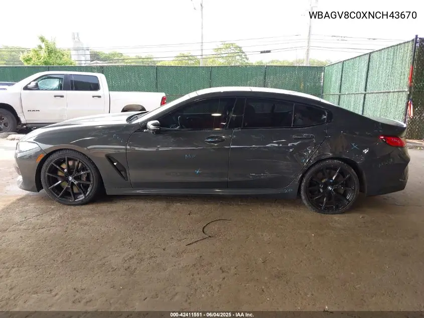 2022 BMW M850I Gtan Coupe xDrive VIN: WBAGV8C0XNCH43670 Lot: 42411551