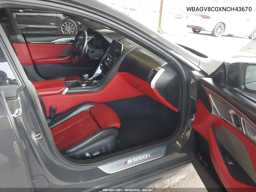 2022 BMW M850I Gtan Coupe xDrive VIN: WBAGV8C0XNCH43670 Lot: 42411551