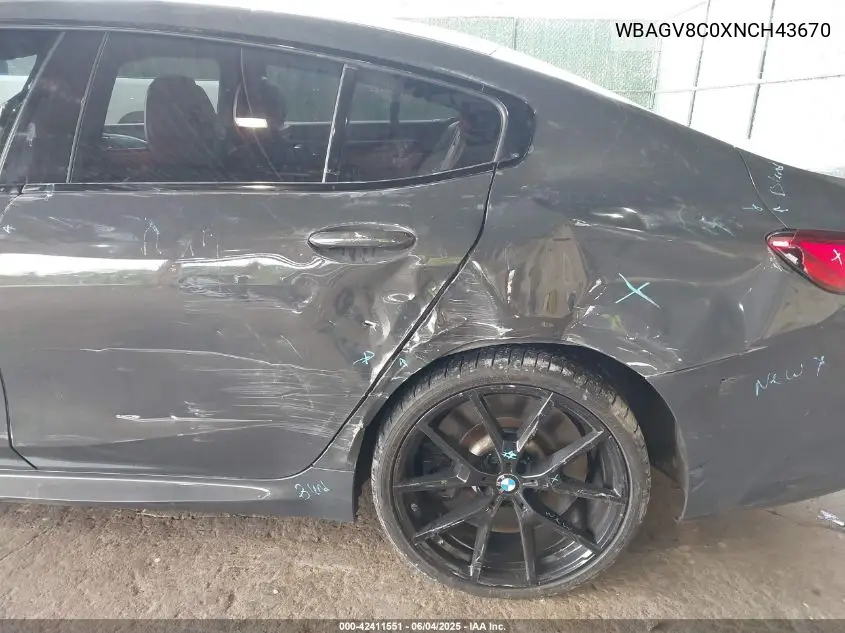2022 BMW M850I Gtan Coupe xDrive VIN: WBAGV8C0XNCH43670 Lot: 42411551