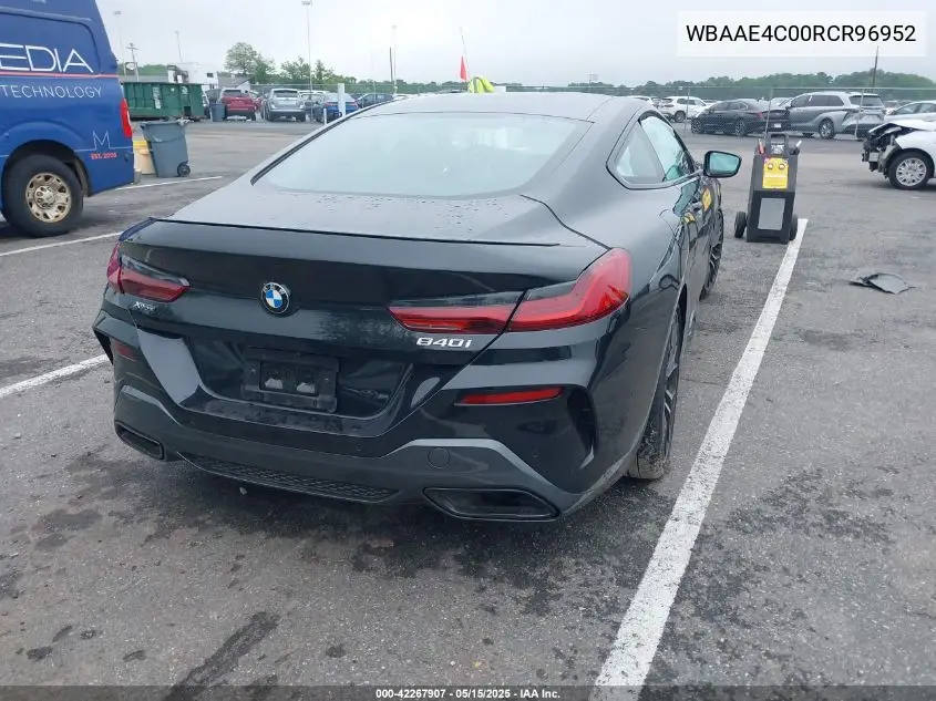 2024 BMW 840 I xDrive VIN: WBAAE4C00RCR96952 Lot: 42267907