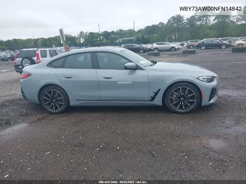 2022 BMW I4 Edrive40 VIN: WBY73AW00NFN14842 Lot: 42313404