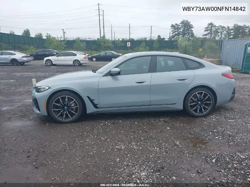 2022 BMW I4 Edrive40 VIN: WBY73AW00NFN14842 Lot: 42313404