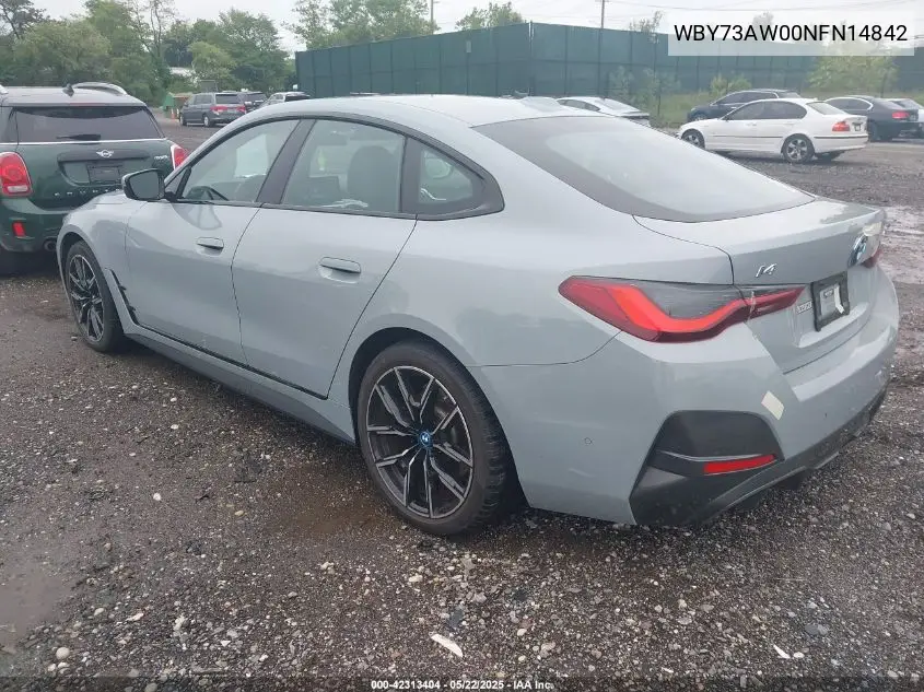 2022 BMW I4 Edrive40 VIN: WBY73AW00NFN14842 Lot: 42313404