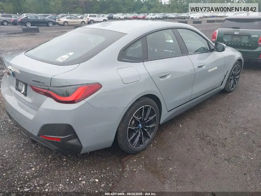 2022 BMW I4 Edrive40 VIN: WBY73AW00NFN14842 Lot: 42313404