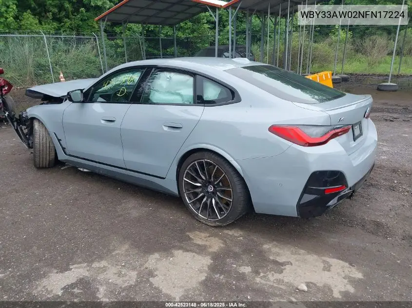 2022 BMW I4 M50 VIN: WBY33AW02NFN17224 Lot: 42523148