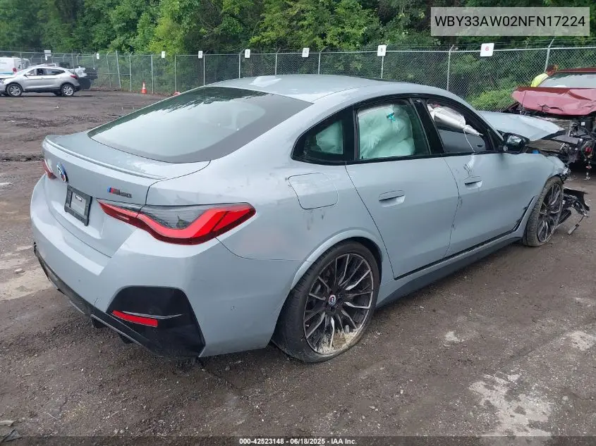 2022 BMW I4 M50 VIN: WBY33AW02NFN17224 Lot: 42523148