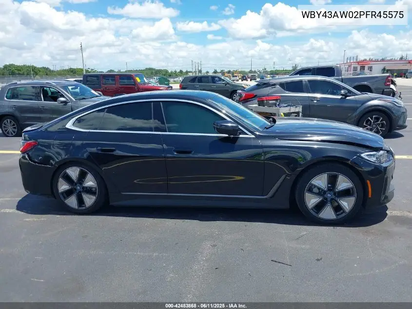 2023 BMW I4 Edrive35 VIN: WBY43AW02PFR45575 Lot: 42483868