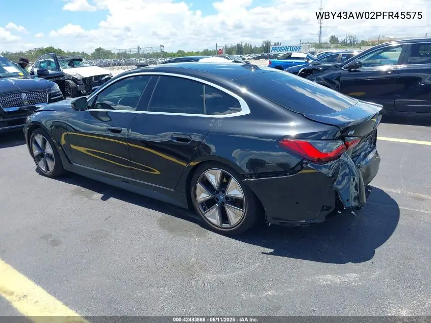 2023 BMW I4 Edrive35 VIN: WBY43AW02PFR45575 Lot: 42483868