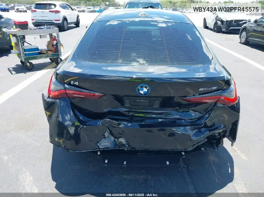 2023 BMW I4 Edrive35 VIN: WBY43AW02PFR45575 Lot: 42483868
