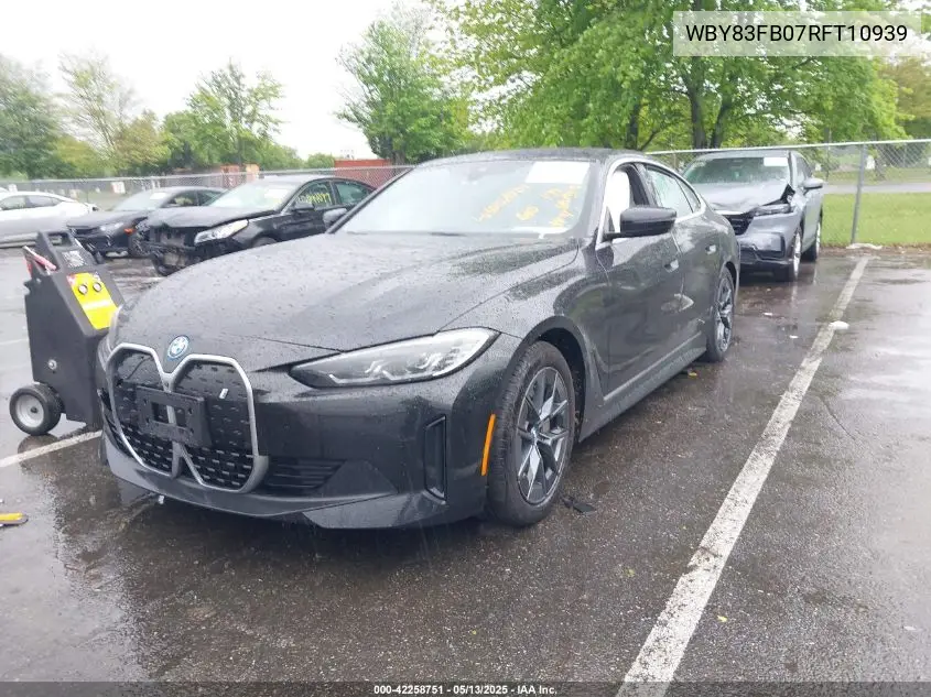 2024 BMW I4 xDrive40 VIN: WBY83FB07RFT10939 Lot: 42258751