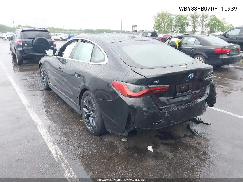 2024 BMW I4 xDrive40 VIN: WBY83FB07RFT10939 Lot: 42258751