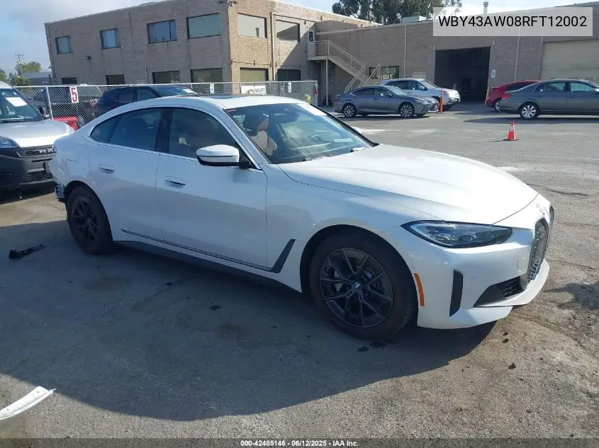 2024 BMW I4 Edrive35 VIN: WBY43AW08RFT12002 Lot: 42485146