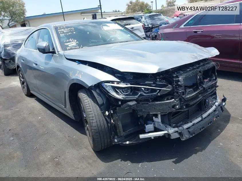 2024 BMW I4 Edrive35 VIN: WBY43AW02RFT28227 Lot: 42575022