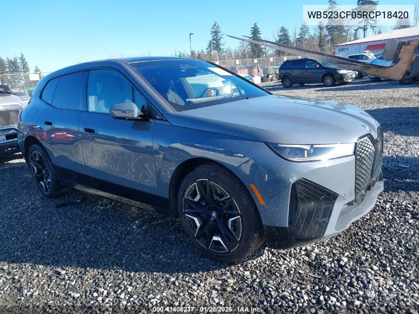 2024 BMW Ix xDrive50 VIN: WB523CF05RCP18420 Lot: 41406237