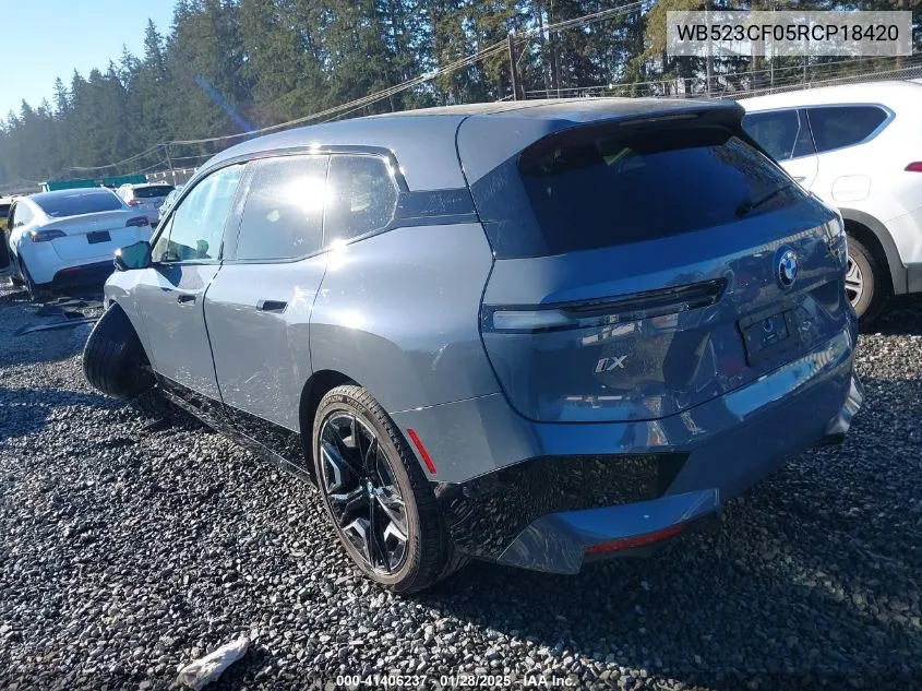 2024 BMW Ix xDrive50 VIN: WB523CF05RCP18420 Lot: 41406237