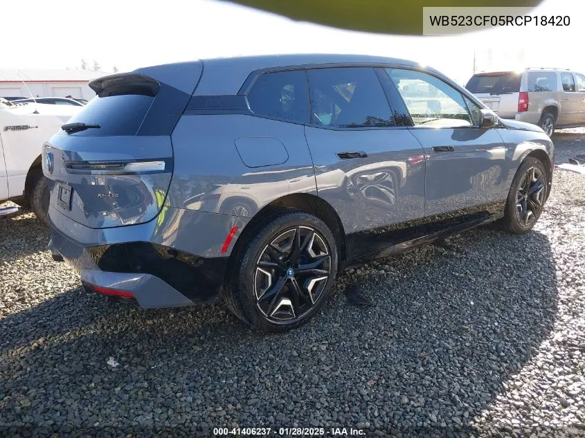 2024 BMW Ix xDrive50 VIN: WB523CF05RCP18420 Lot: 41406237