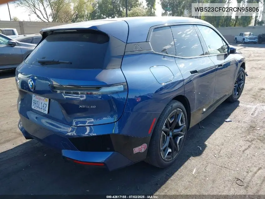 2024 BMW Ix xDrive50 VIN: WB523CF02RCN95806 Lot: 42617155