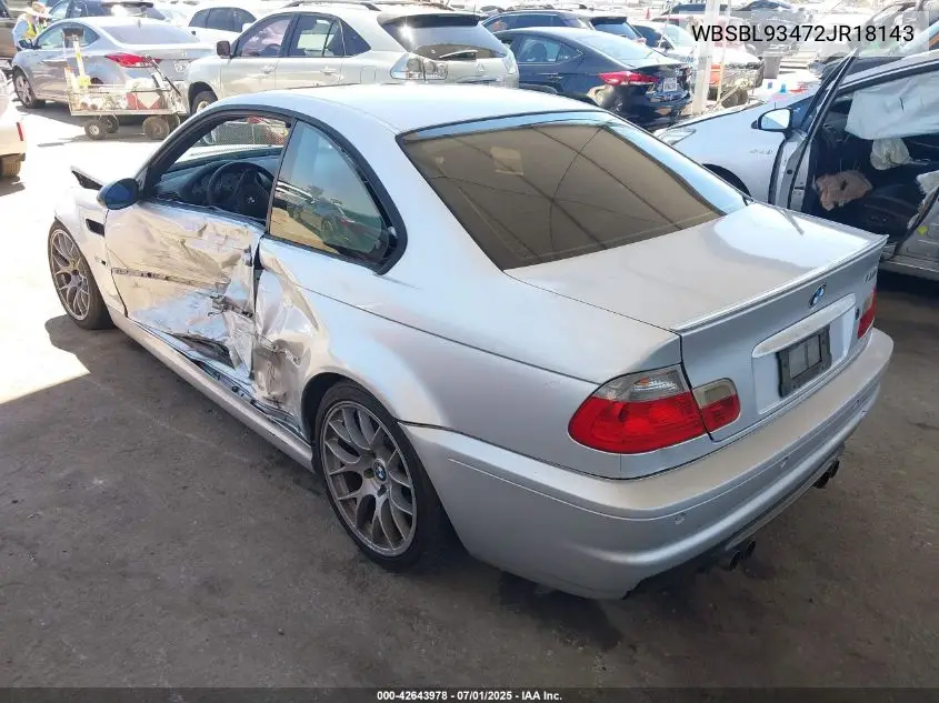 2002 BMW M3 VIN: WBSBL93472JR18143 Lot: 42643978