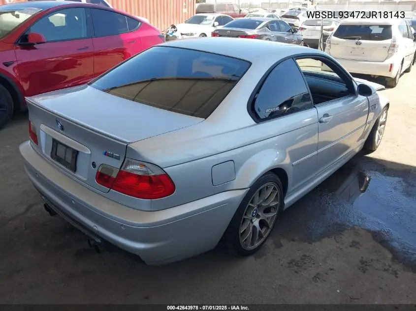 2002 BMW M3 VIN: WBSBL93472JR18143 Lot: 42643978