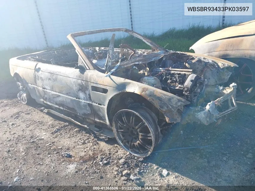 2003 BMW M3 VIN: WBSBR93433PK03597 Lot: 41368506