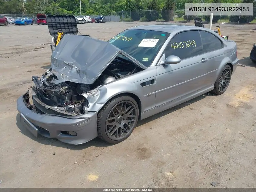 2003 BMW M3 VIN: WBSBL93493JR22955 Lot: 42457249