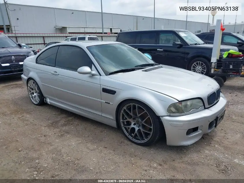 2005 BMW M3 VIN: WBSBL93405PN63138 Lot: 42433678