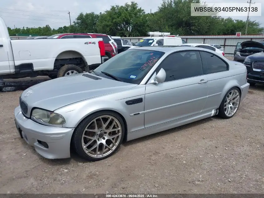 2005 BMW M3 VIN: WBSBL93405PN63138 Lot: 42433678