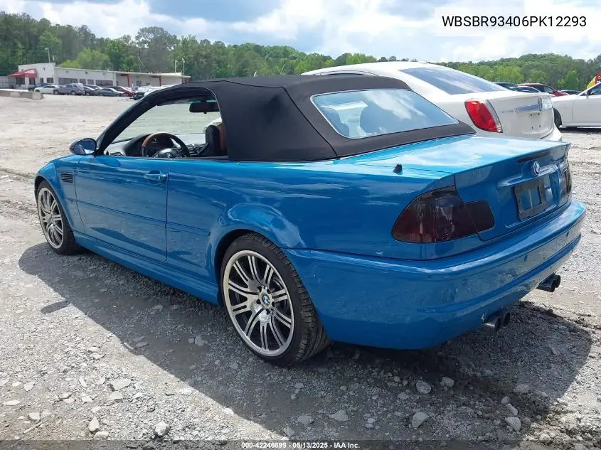 2006 BMW M3 VIN: WBSBR93406PK12293 Lot: 42246899