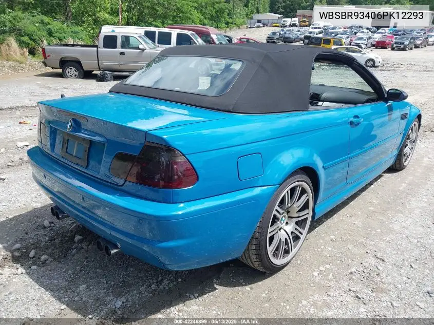 2006 BMW M3 VIN: WBSBR93406PK12293 Lot: 42246899