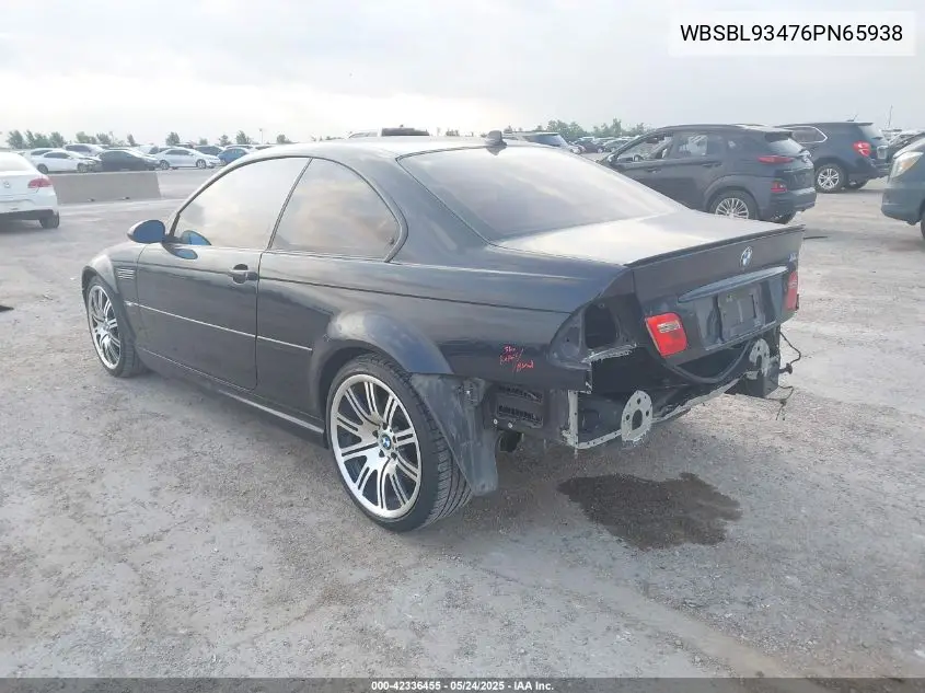2006 BMW M3 VIN: WBSBL93476PN65938 Lot: 42336455