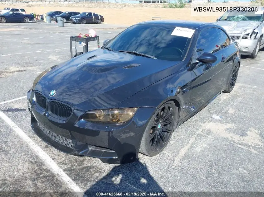 2008 BMW M3 VIN: WBSWL93518P330206 Lot: 41625668