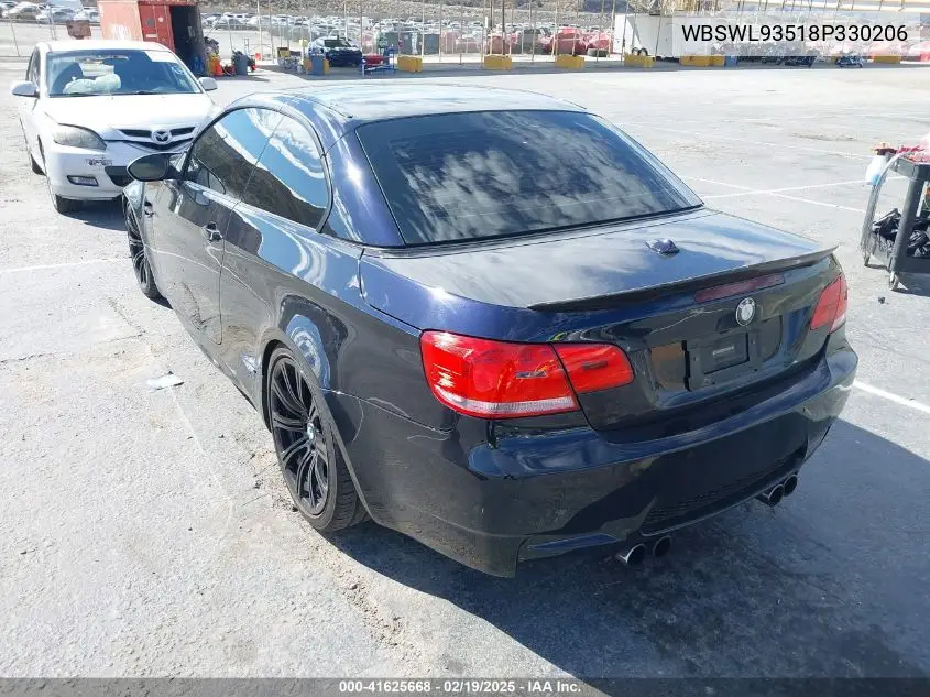 2008 BMW M3 VIN: WBSWL93518P330206 Lot: 41625668