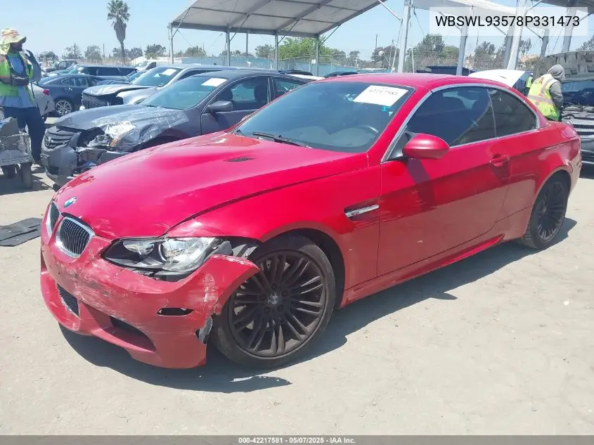 2008 BMW M3 VIN: WBSWL93578P331473 Lot: 42217581