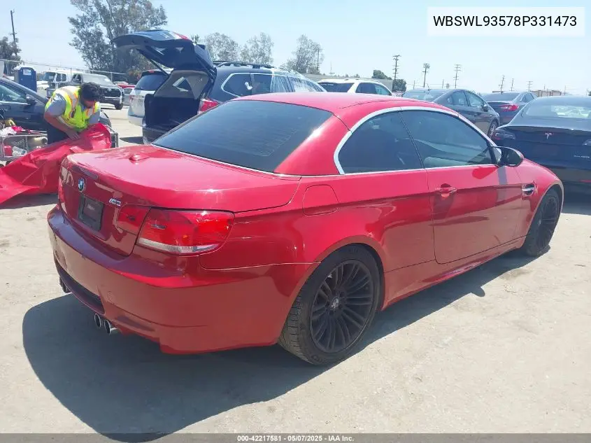 2008 BMW M3 VIN: WBSWL93578P331473 Lot: 42217581