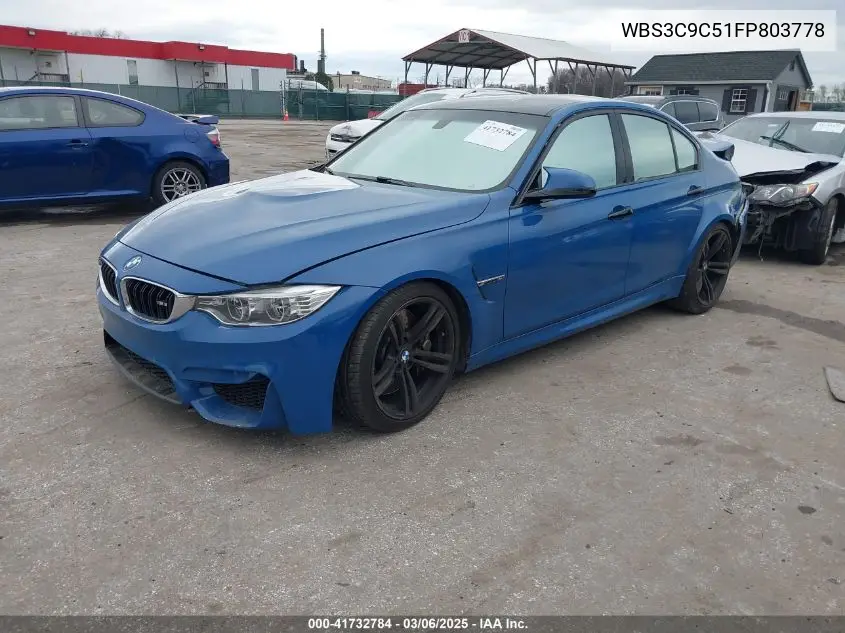 2015 BMW M3 VIN: WBS3C9C51FP803778 Lot: 41732784