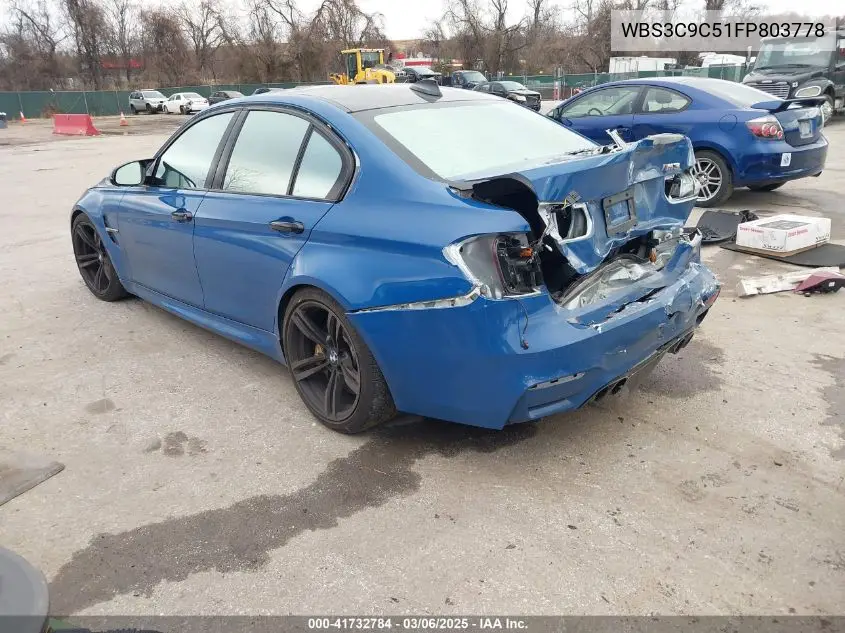2015 BMW M3 VIN: WBS3C9C51FP803778 Lot: 41732784
