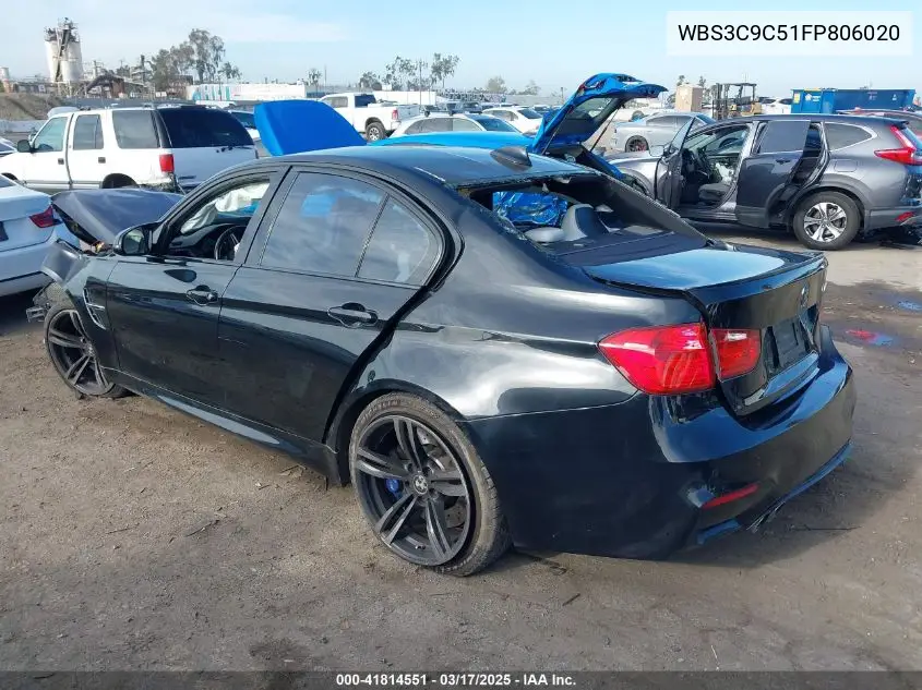 2015 BMW M3 VIN: WBS3C9C51FP806020 Lot: 41814551