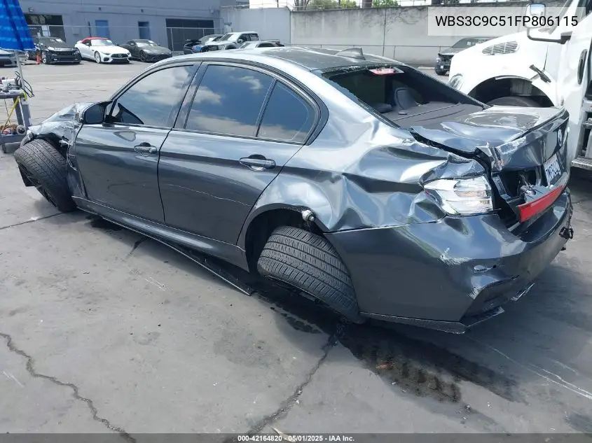 2015 BMW M3 VIN: WBS3C9C51FP806115 Lot: 42164820