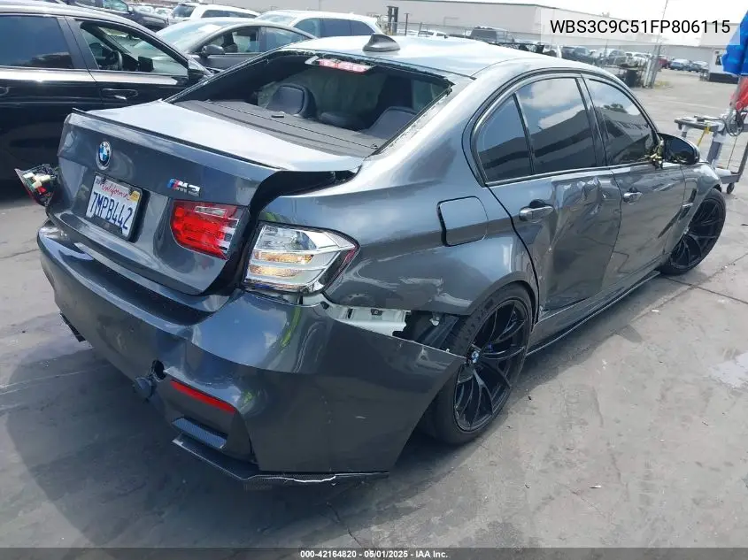 2015 BMW M3 VIN: WBS3C9C51FP806115 Lot: 42164820