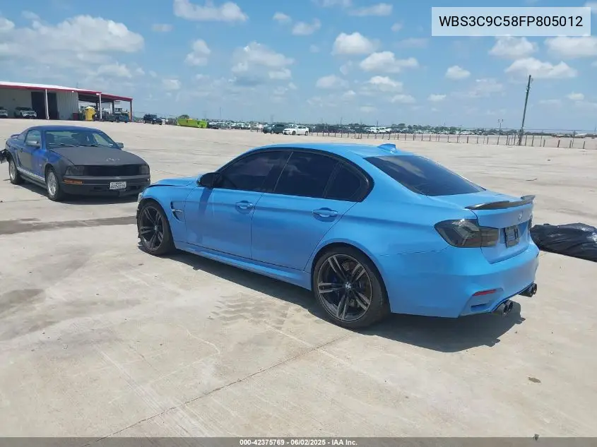 2015 BMW M3 VIN: WBS3C9C58FP805012 Lot: 42375769