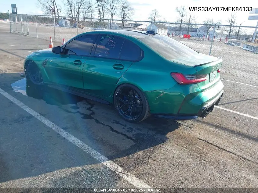 2021 BMW M3 Competition VIN: WBS33AY07MFK86133 Lot: 41541064