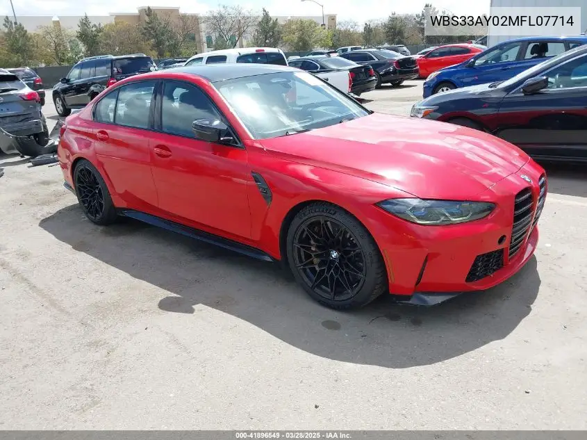 2021 BMW M3 Competition VIN: WBS33AY02MFL07714 Lot: 41896549