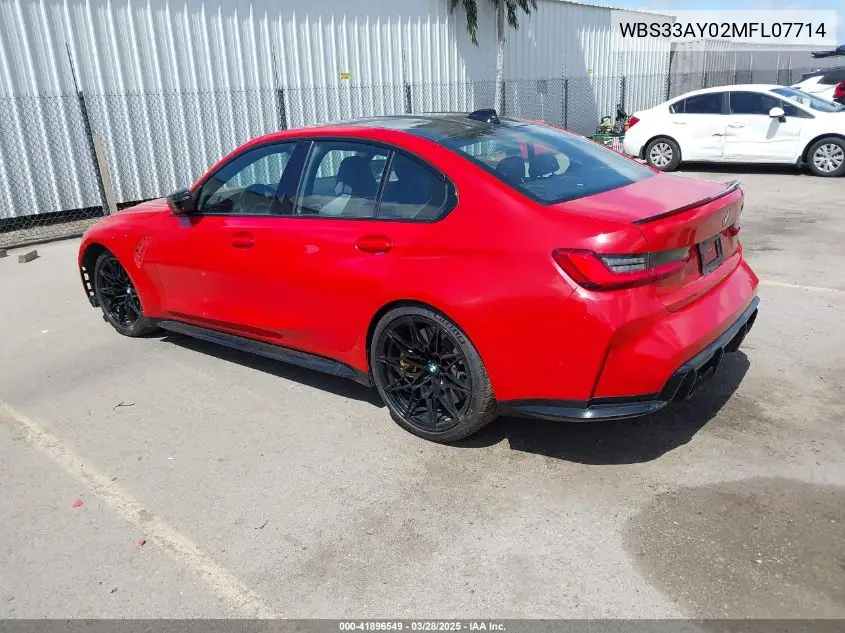 2021 BMW M3 Competition VIN: WBS33AY02MFL07714 Lot: 41896549
