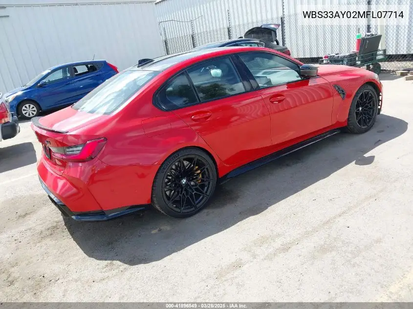2021 BMW M3 Competition VIN: WBS33AY02MFL07714 Lot: 41896549