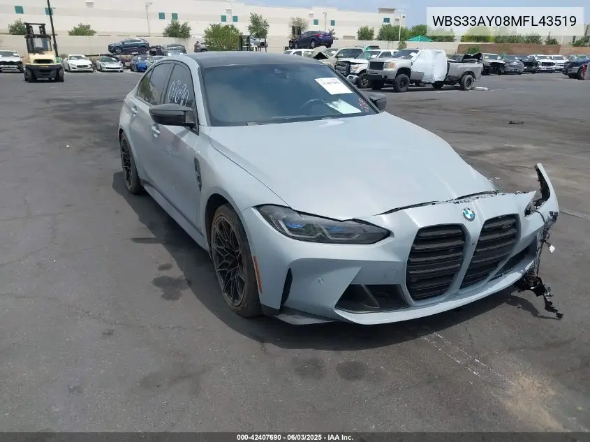 2021 BMW M3 Competition VIN: WBS33AY08MFL43519 Lot: 42407690